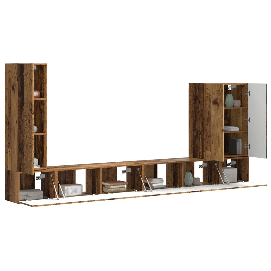 Ensemble de meuble TV mural Montage mural 6 pcs Bois Ancien - 3