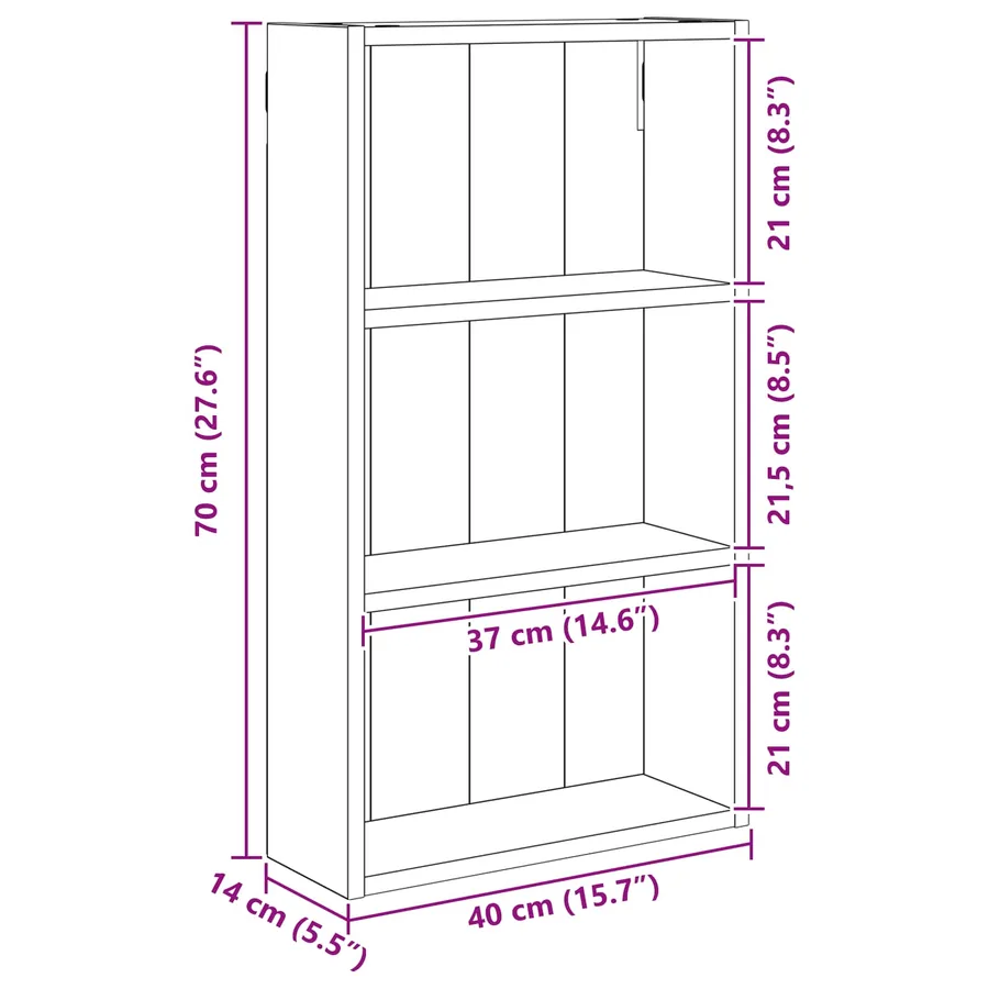 Armoire murale de salle de bain Chêne Noir 40 x 14 x 70 cm - 10