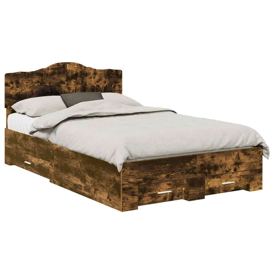 Cadre de lit Chêne fumé 135 x 190 cm Bois d'ingénierie - 2