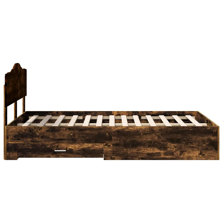 Cadre de lit Chêne fumé 135 x 190 cm Bois d'ingénierie - 9