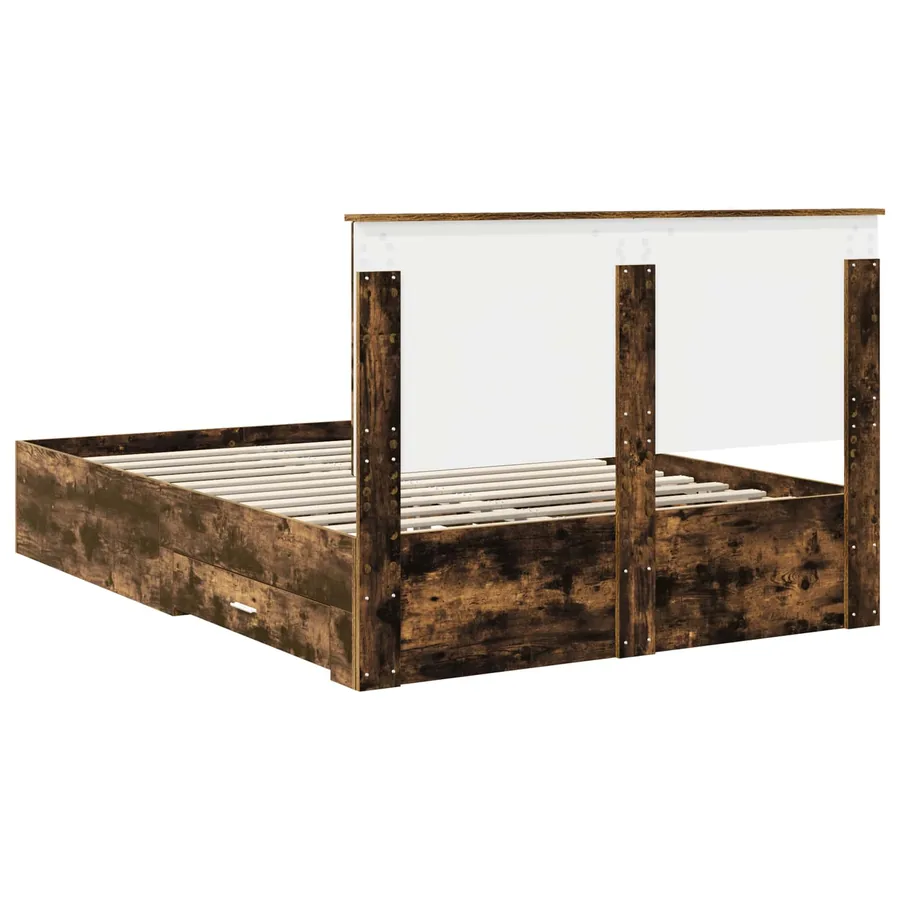 Cadre de lit Chêne fumé 140 x 190 cm Bois d'ingénierie - 8