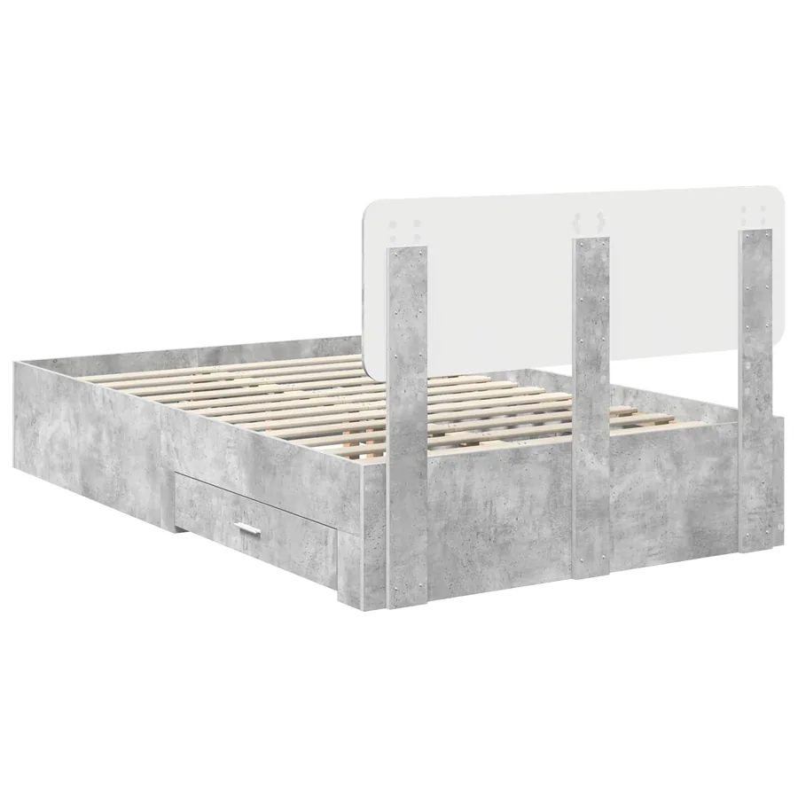 Cadre de lit Gris béton 135 x 190 cm Bois d'ingénierie - 10