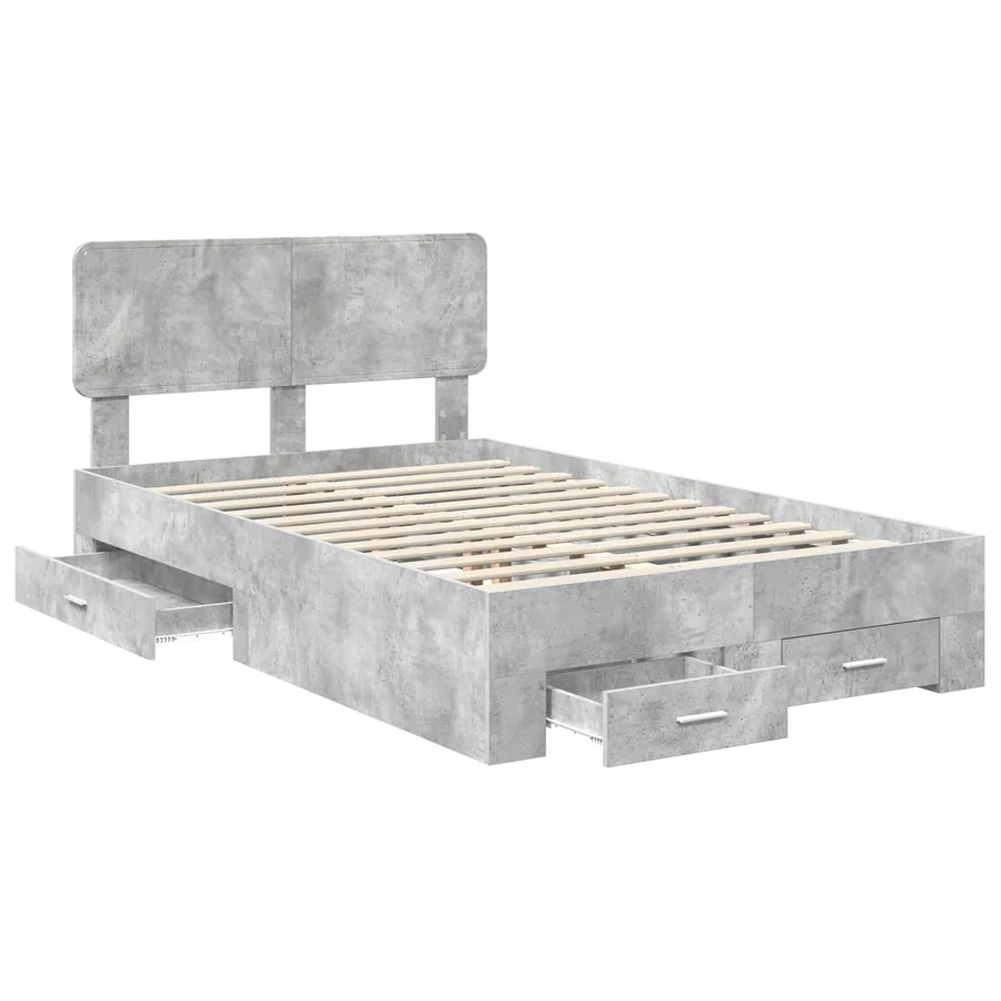 Cadre de lit Gris béton 135 x 190 cm Bois d'ingénierie - 5