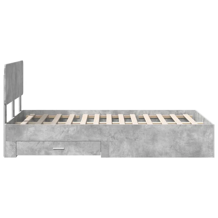 Cadre de lit Gris béton 135 x 190 cm Bois d'ingénierie - 9