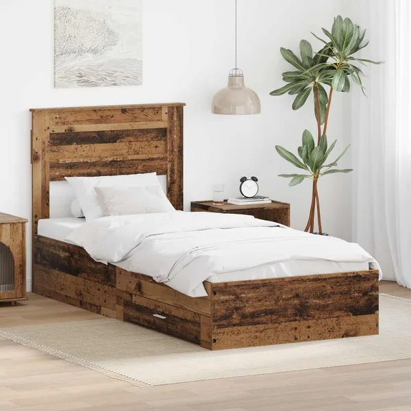 Cadre de lit Bois ancien 90 x 190 cm Bois d'ingénierie
