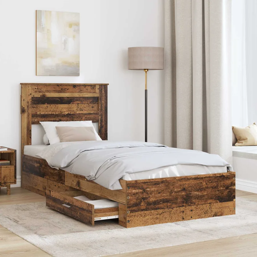 Cadre de lit Bois ancien 90 x 190 cm Bois d'ingénierie - 3