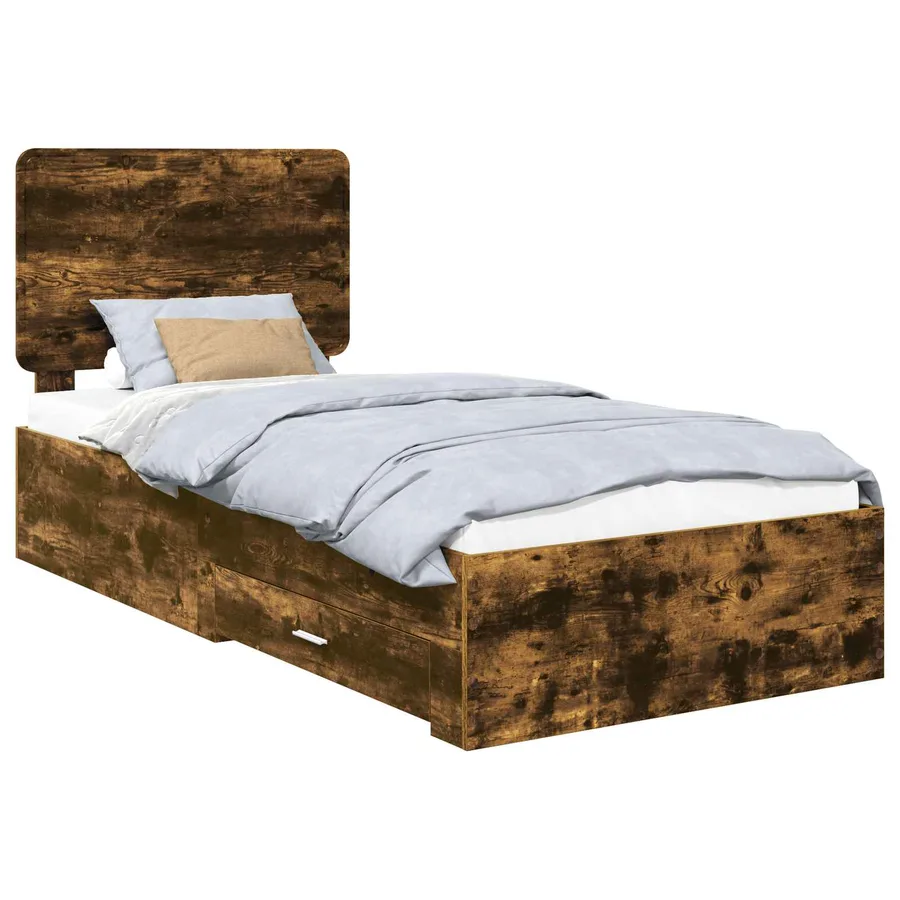 Cadre de lit Chêne fumé 90 x 190 cm Bois d'ingénierie - 2