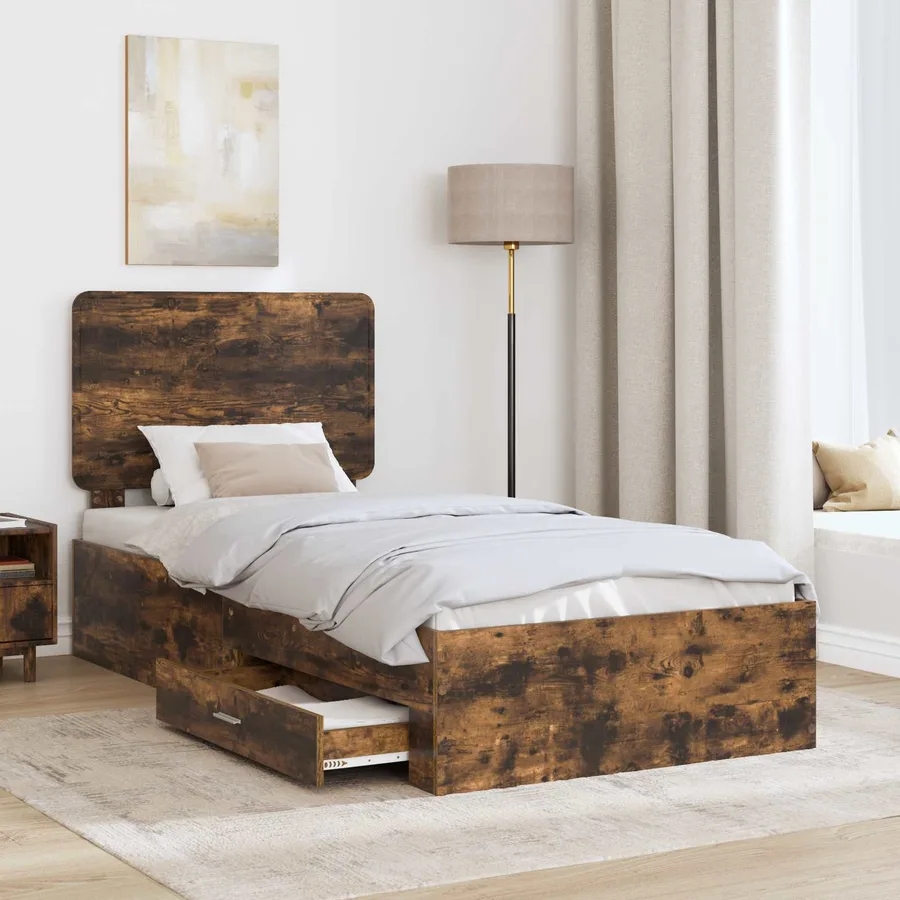 Cadre de lit Chêne fumé 90 x 190 cm Bois d'ingénierie - 3