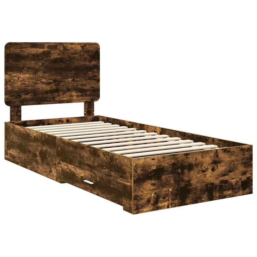 Cadre de lit Chêne fumé 90 x 190 cm Bois d'ingénierie - 4