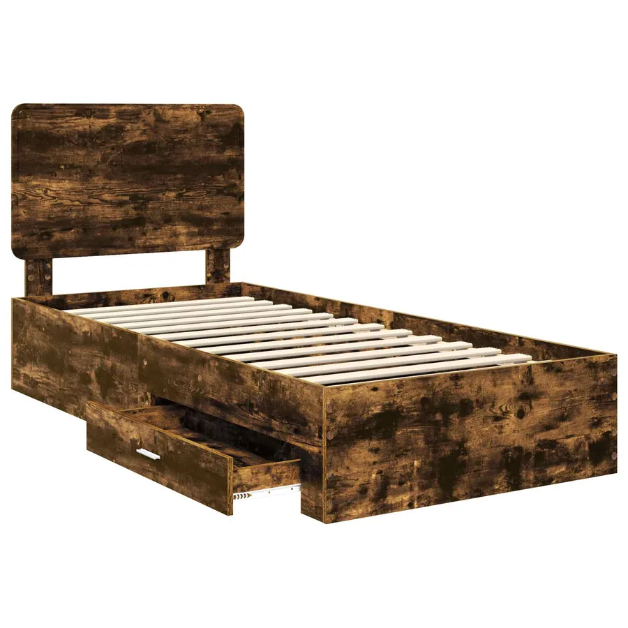 Cadre de lit Chêne fumé 90 x 190 cm Bois d'ingénierie - 5
