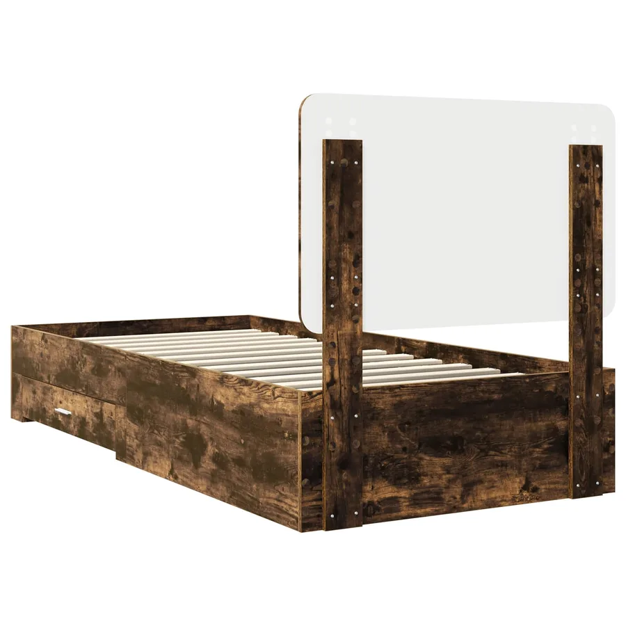 Cadre de lit Chêne fumé 90 x 190 cm Bois d'ingénierie - 9