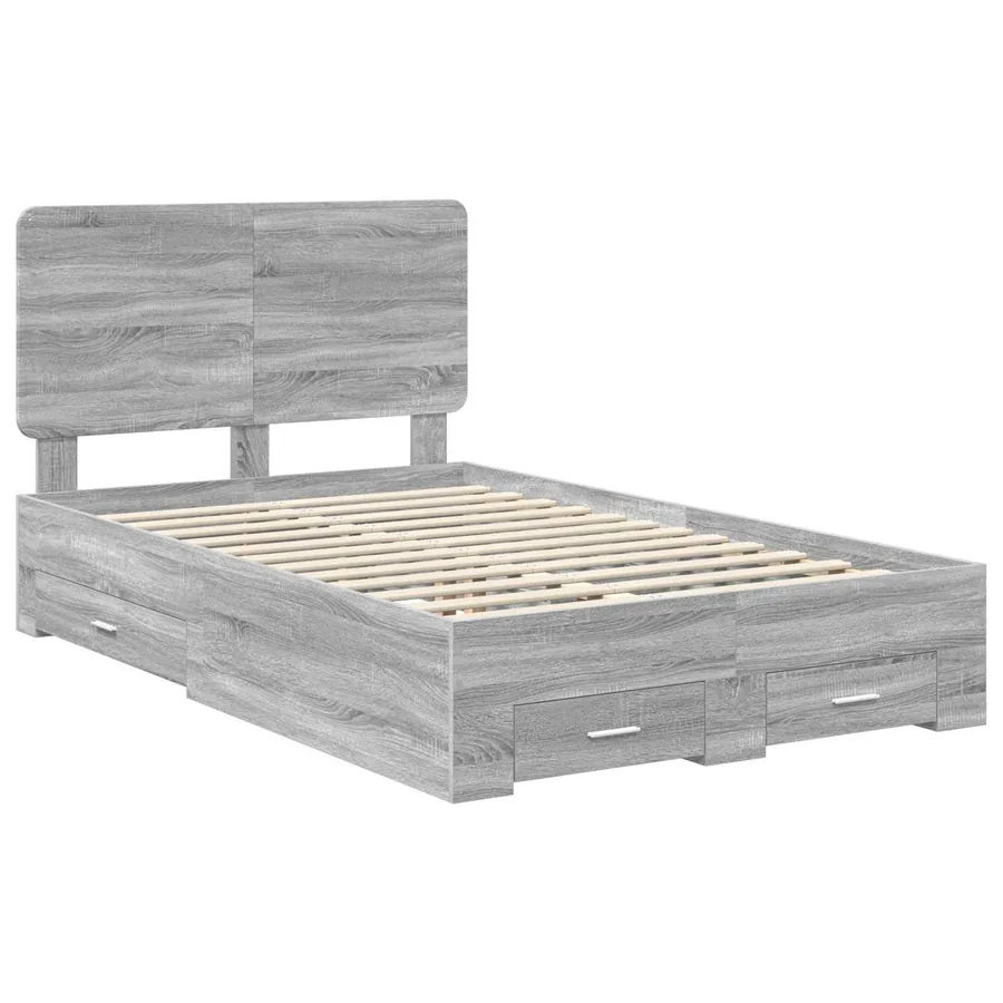 Cadre de lit Gris Sonoma 120 x 190 cm Bois d'ingénierie - 4