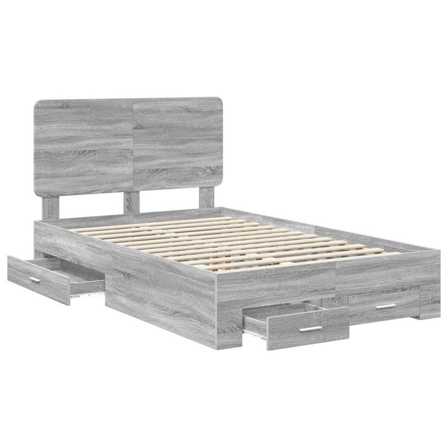 Cadre de lit Gris Sonoma 120 x 190 cm Bois d'ingénierie - 5