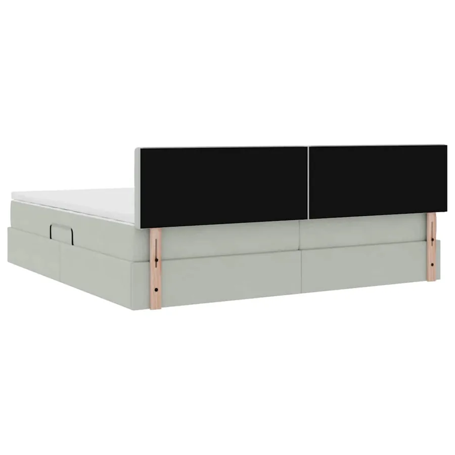 Lit de Rangement avec stockage Gris clair 200 x 200 cm Velours - 10