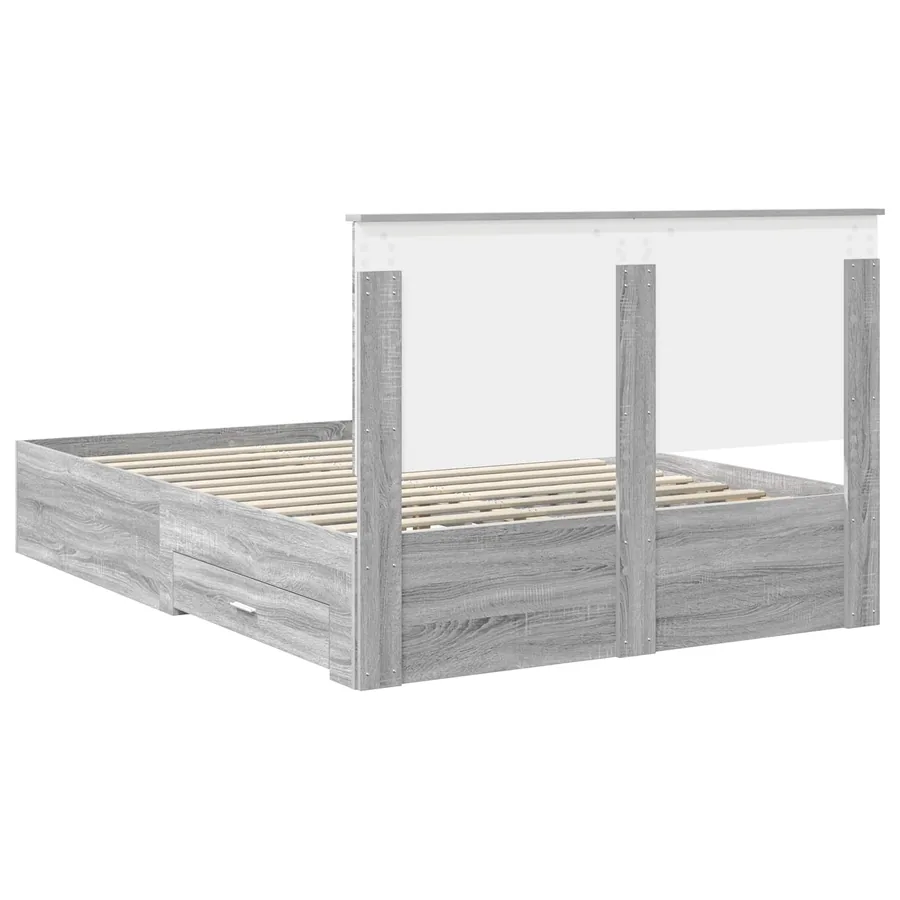 Cadre de lit Gris Sonoma 140 x 190 cm Bois d'ingénierie - 10