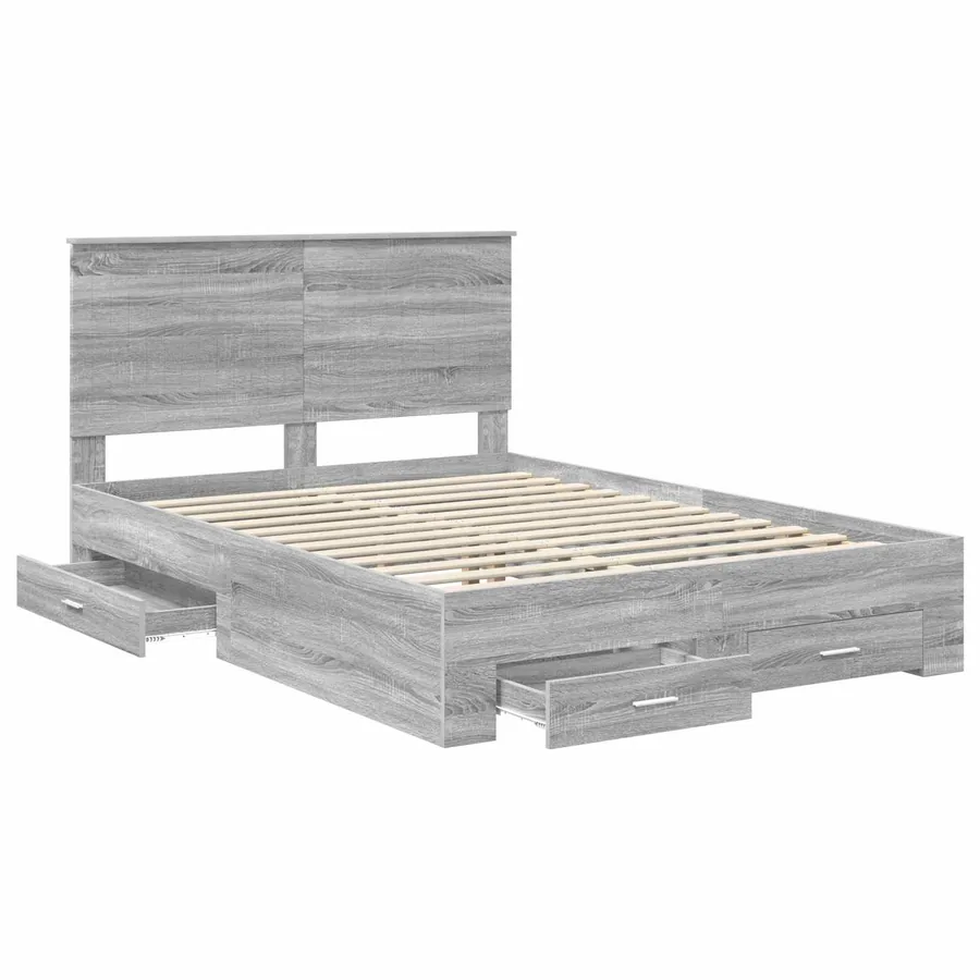 Cadre de lit Gris Sonoma 140 x 190 cm Bois d'ingénierie - 5