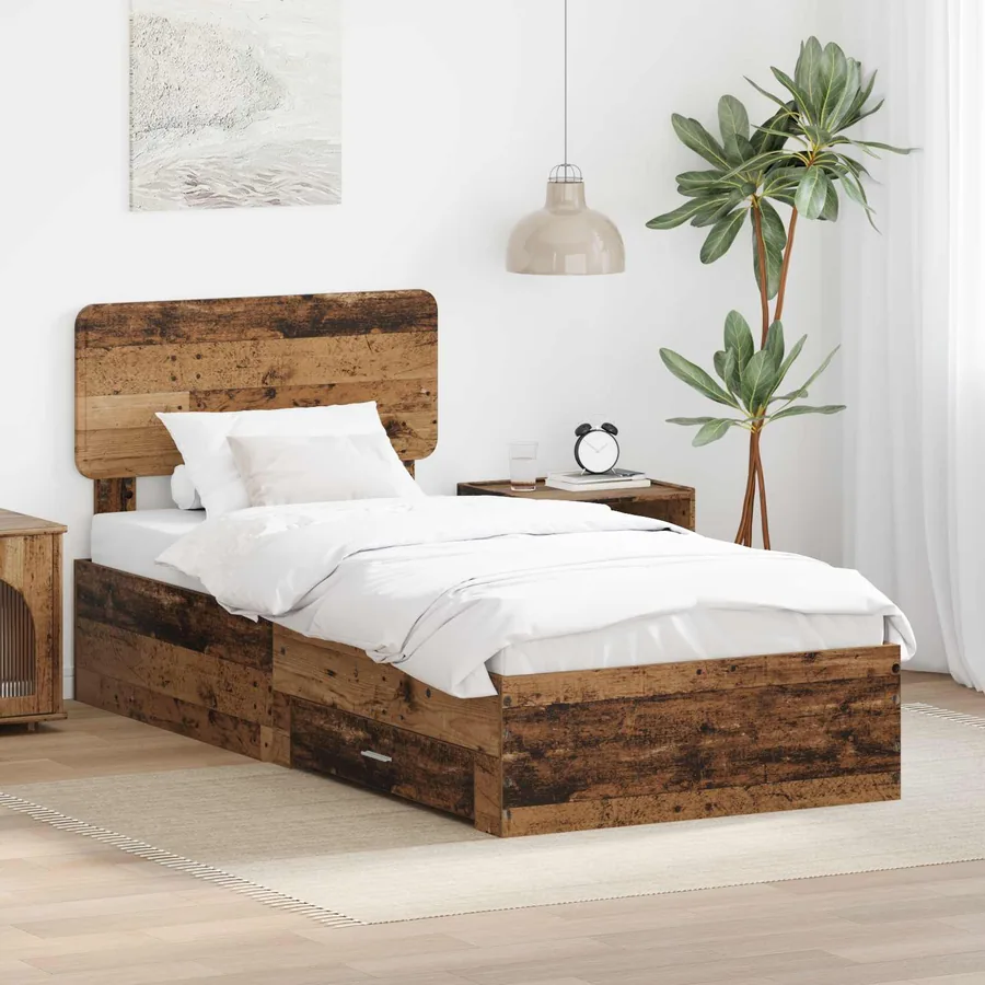 Cadre de lit Bois ancien 90 x 190 cm Bois d'ingénierie