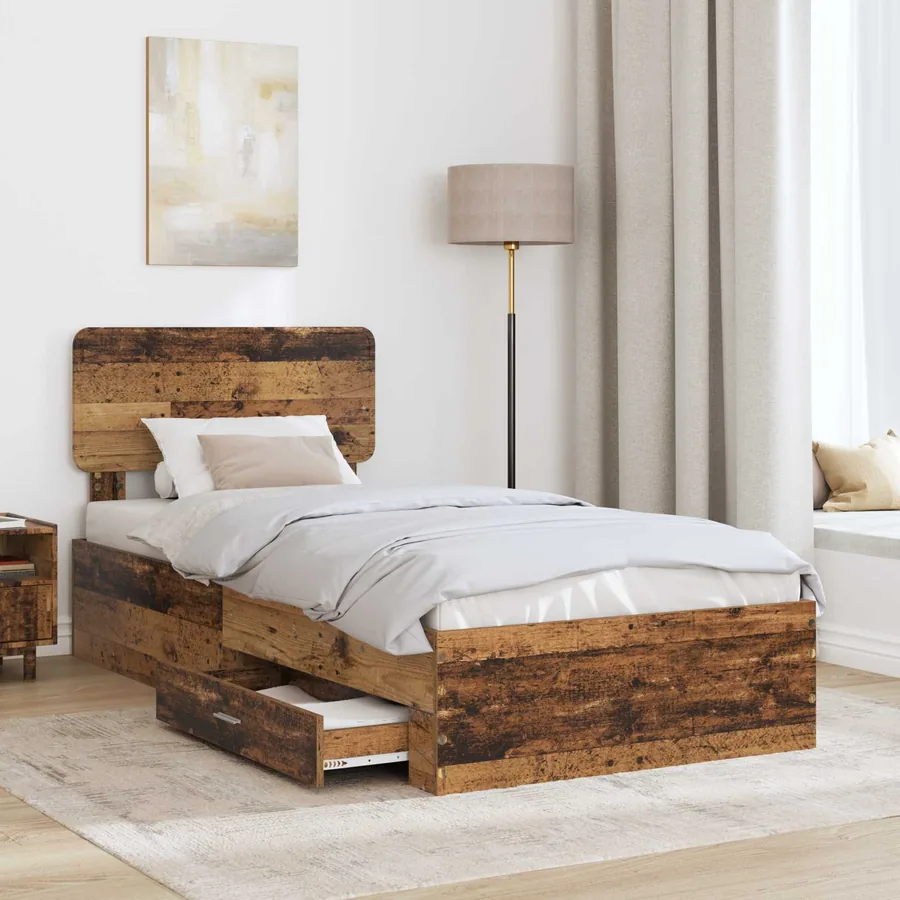 Cadre de lit Bois ancien 90 x 190 cm Bois d'ingénierie - 3