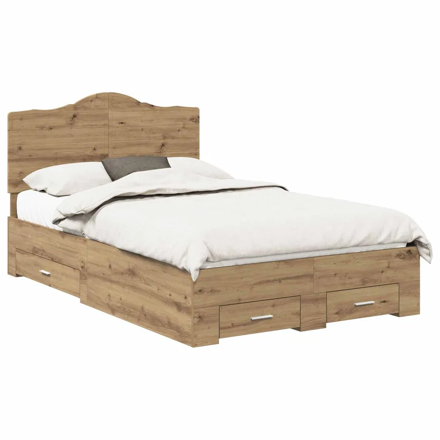 Cadre de lit Chêne artisanal 120 x 190 cm Bois d'ingénierie - 2
