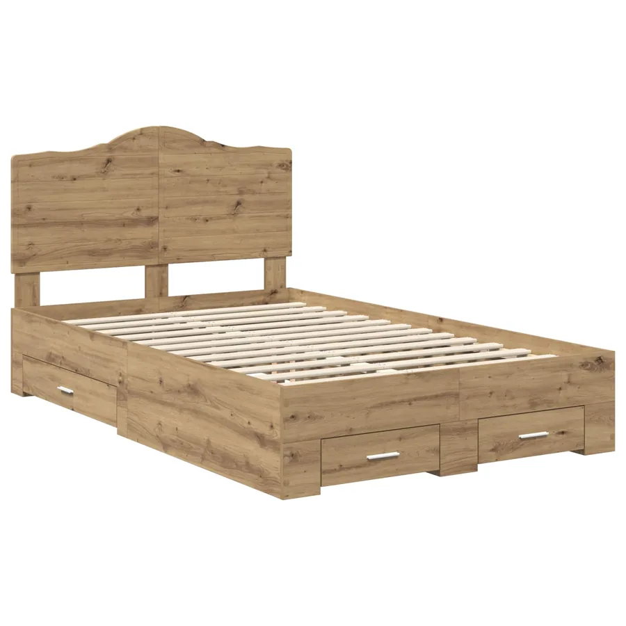 Cadre de lit Chêne artisanal 120 x 190 cm Bois d'ingénierie - 4