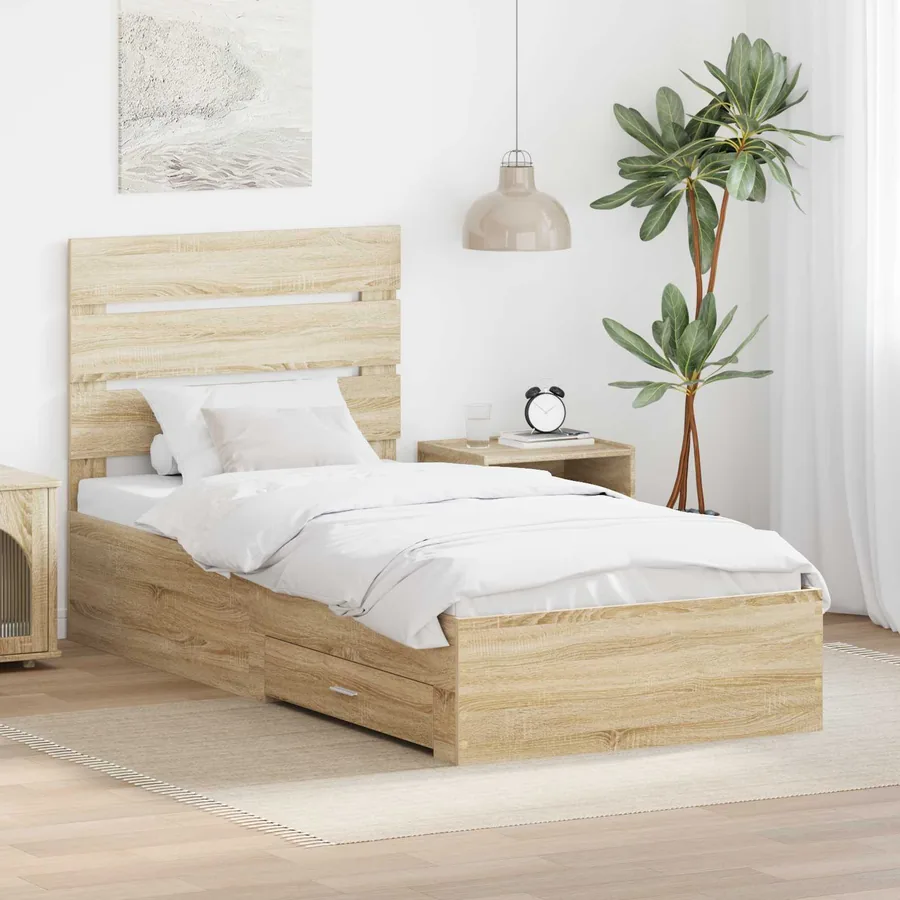 Cadre de lit Chêne Sonoma 90 x 190 cm Bois d'ingénierie