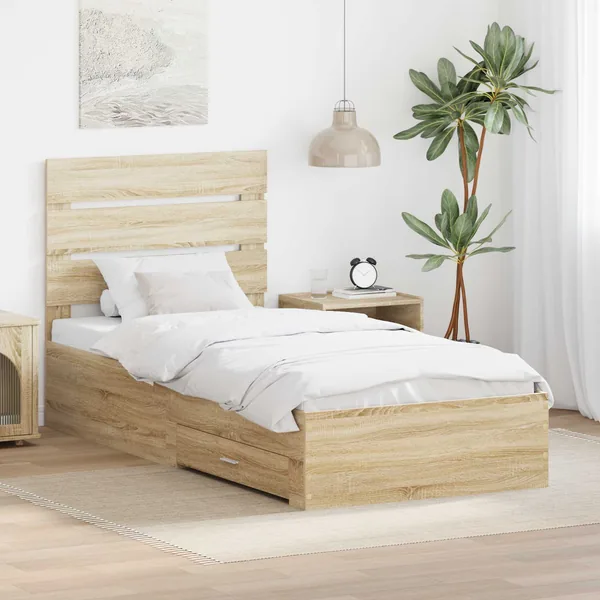 Cadre de lit Chêne Sonoma 90 x 190 cm Bois d'ingénierie