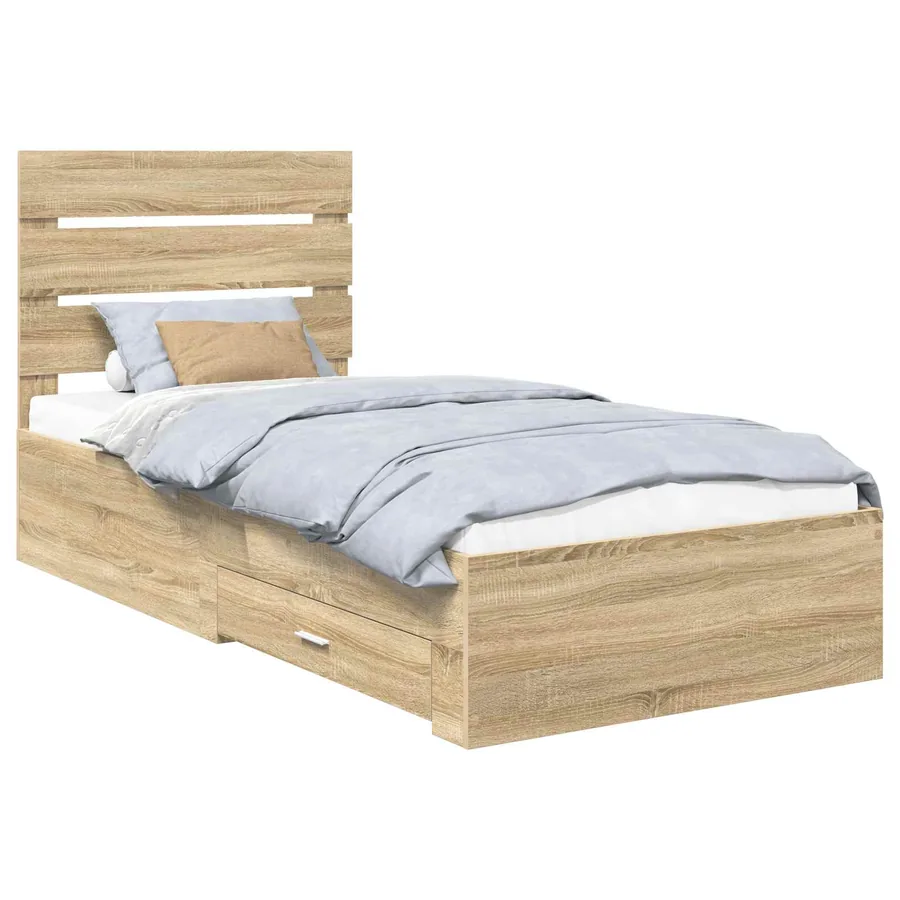 Cadre de lit Chêne Sonoma 90 x 190 cm Bois d'ingénierie - 2