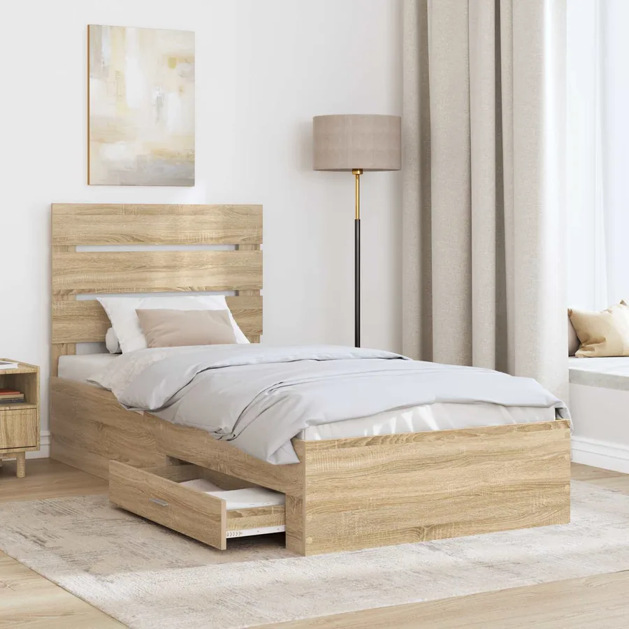 Cadre de lit Chêne Sonoma 90 x 190 cm Bois d'ingénierie - 3