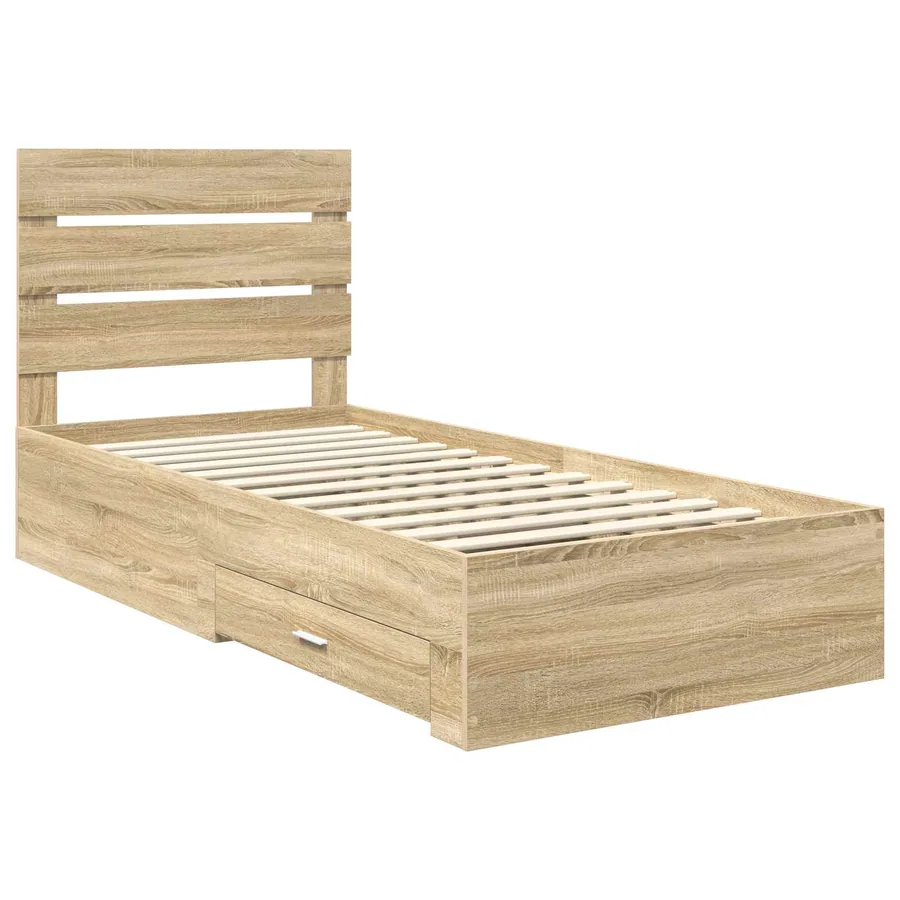 Cadre de lit Chêne Sonoma 90 x 190 cm Bois d'ingénierie - 4