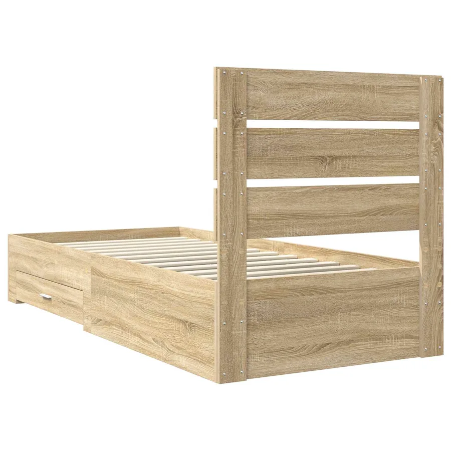 Cadre de lit Chêne Sonoma 90 x 190 cm Bois d'ingénierie - 9