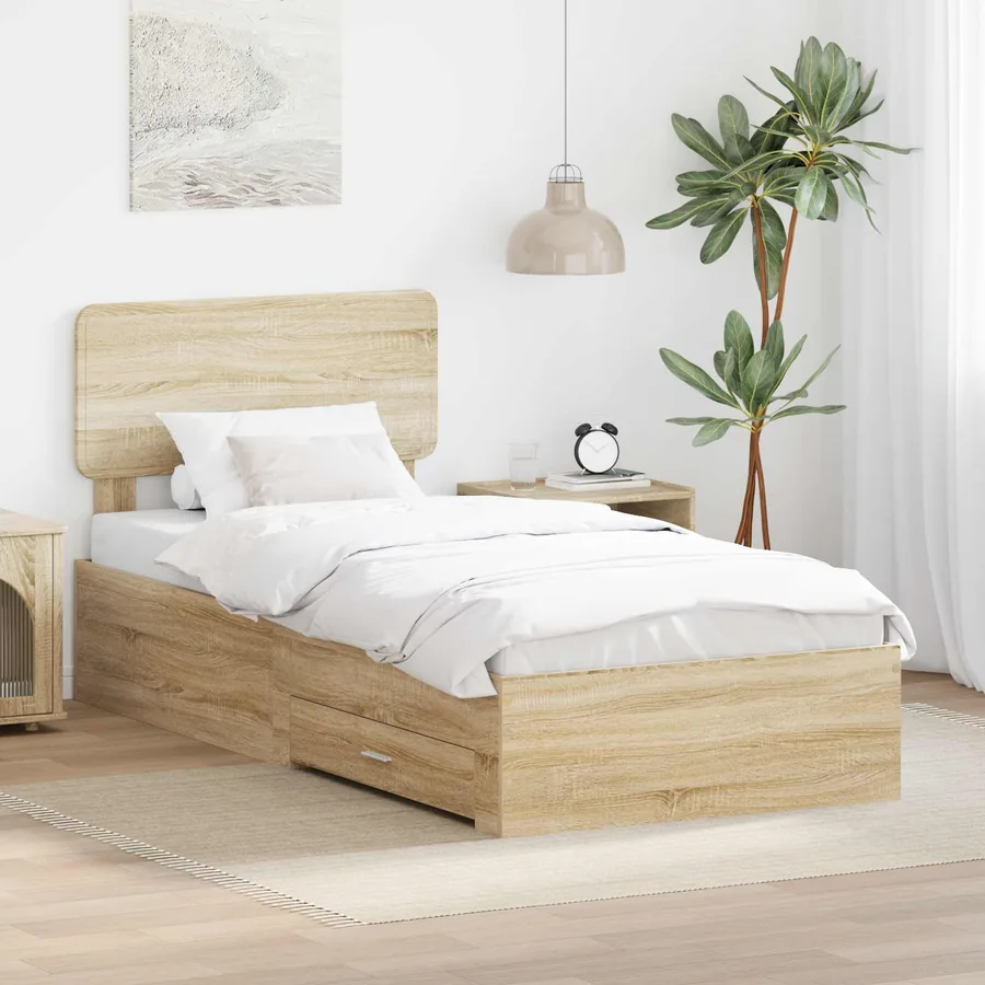 Cadre de lit Chêne Sonoma 90 x 190 cm Bois d'ingénierie