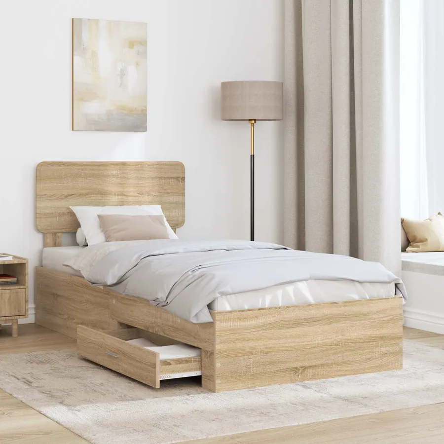 Cadre de lit Chêne Sonoma 90 x 190 cm Bois d'ingénierie - 3