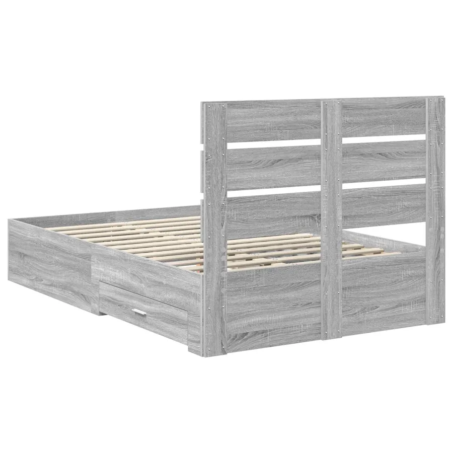 Cadre de lit Gris Sonoma 135 x 190 cm Bois d'ingénierie - 10