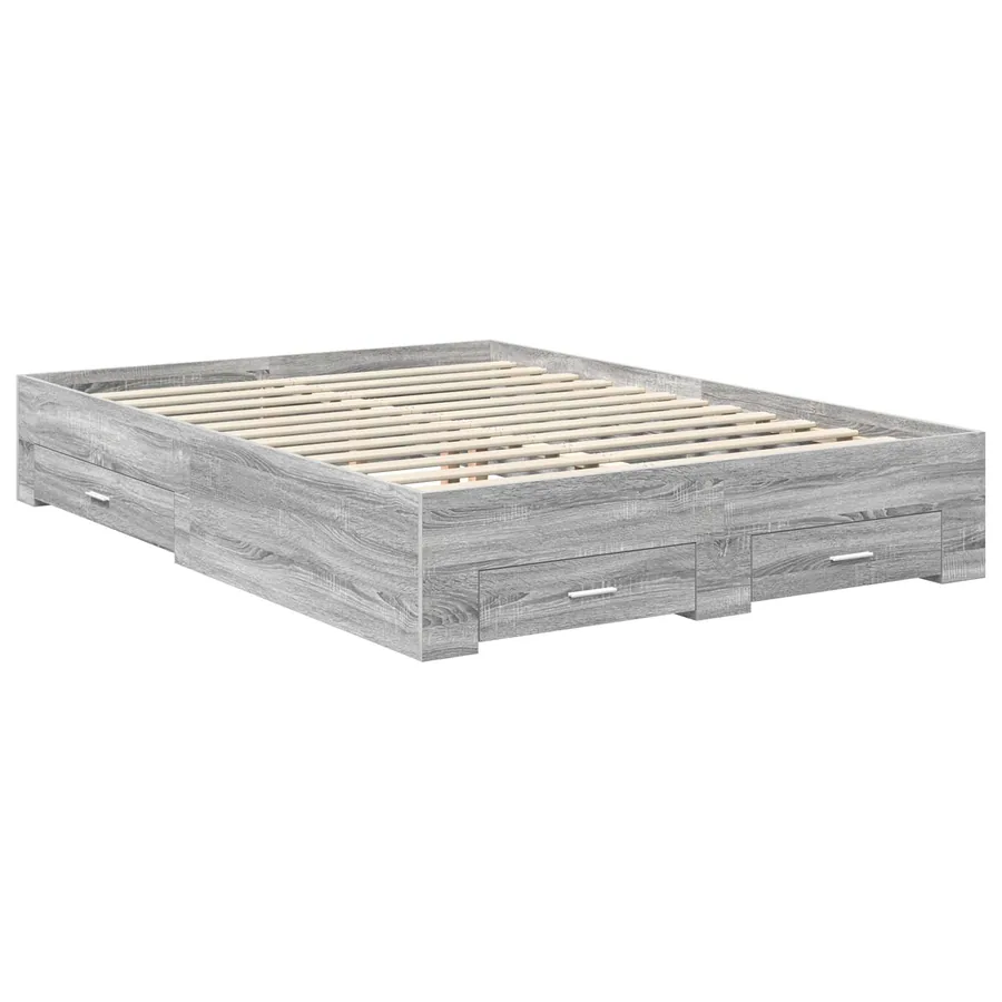 Cadre de lit Gris Sonoma 135 x 190 cm Bois d'ingénierie - 6