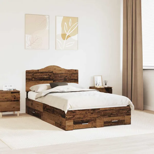 Cadre de lit Bois ancien 135 x 190 cm Bois d'ingénierie