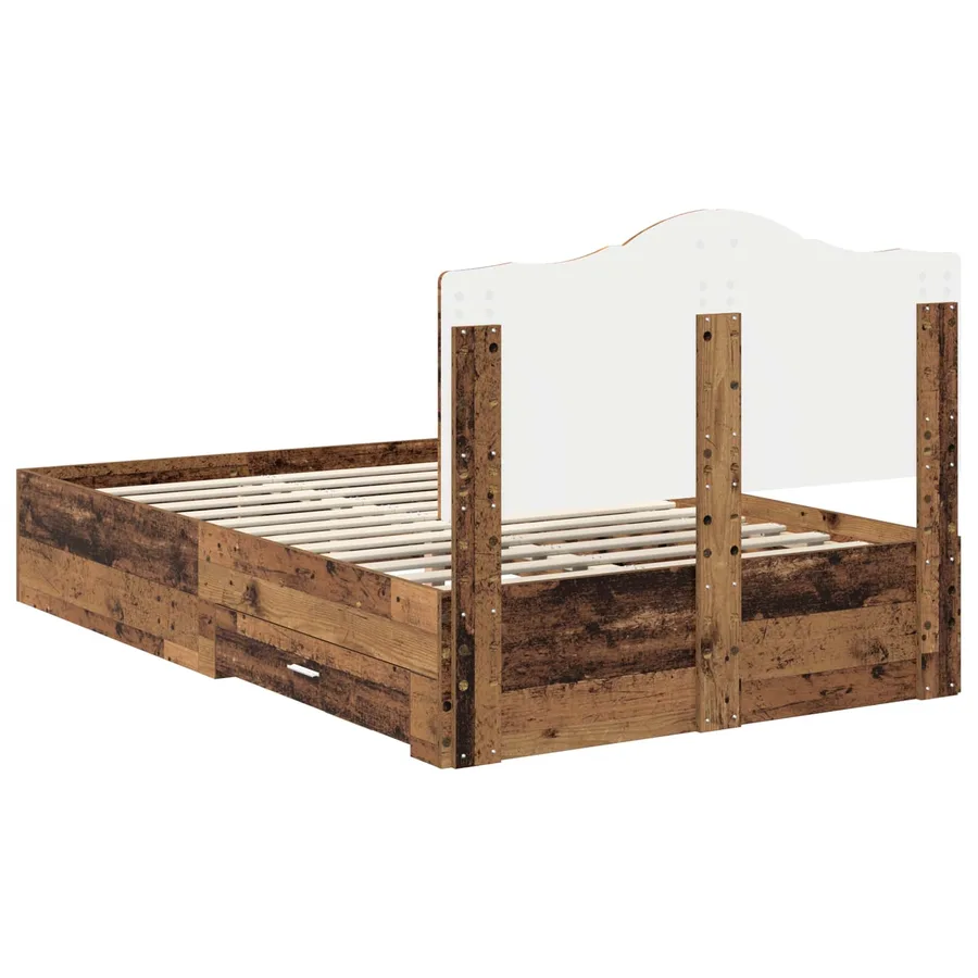 Cadre de lit Bois ancien 135 x 190 cm Bois d'ingénierie - 10