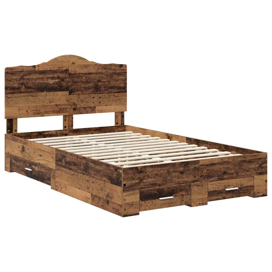 Cadre de lit Bois ancien 135 x 190 cm Bois d'ingénierie - 4