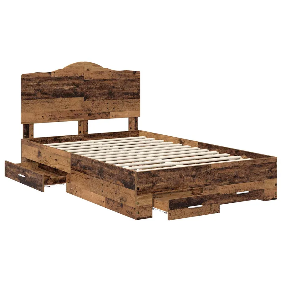 Cadre de lit Bois ancien 135 x 190 cm Bois d'ingénierie - 5