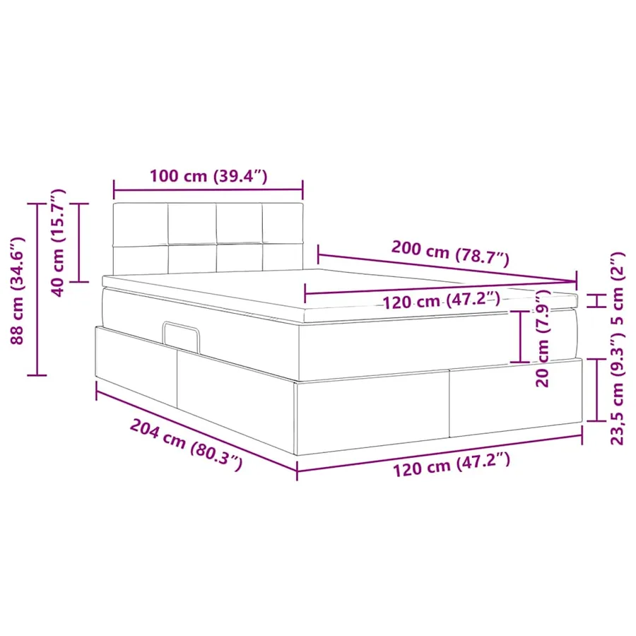 Lit de Rangement avec matelas Rose 120 x 200 cm Velours - 15