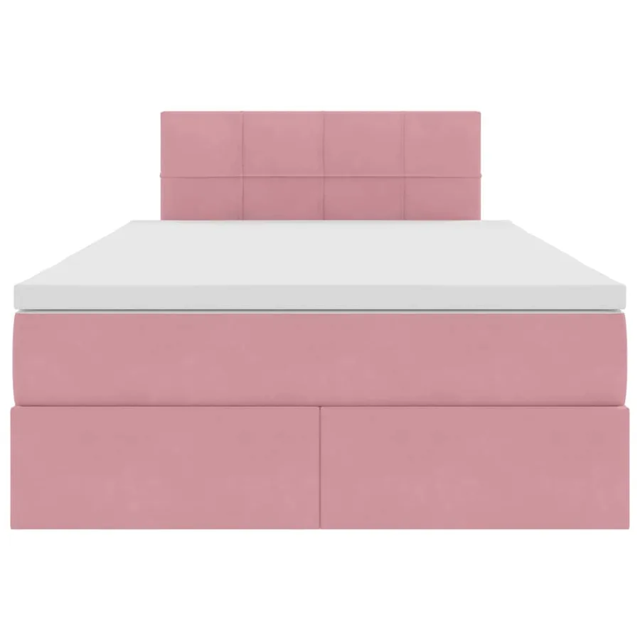 Lit de Rangement avec matelas Rose 120 x 200 cm Velours - 7