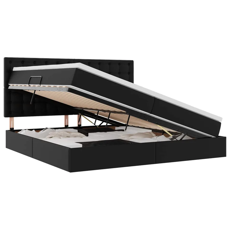 Lit de Rangement Noir 200 x 200 cm Cuir synthétique - 2
