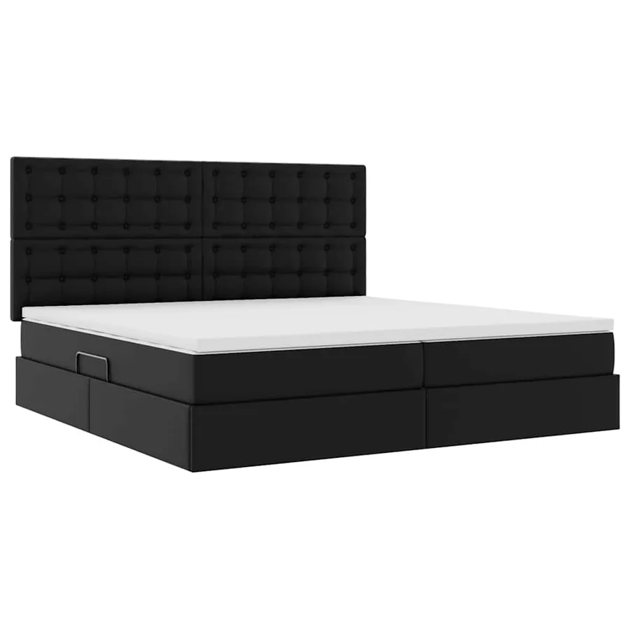 Lit de Rangement Noir 200 x 200 cm Cuir synthétique - 5