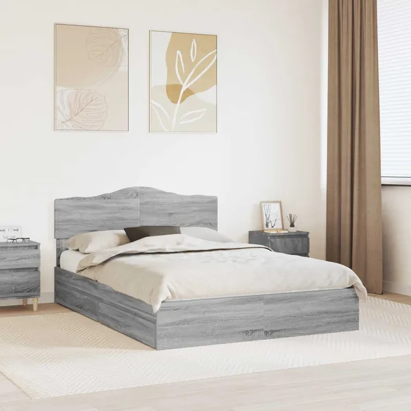 Lit de Rangement Gris Sonoma 150 x 200 cm Bois d'ingénierie