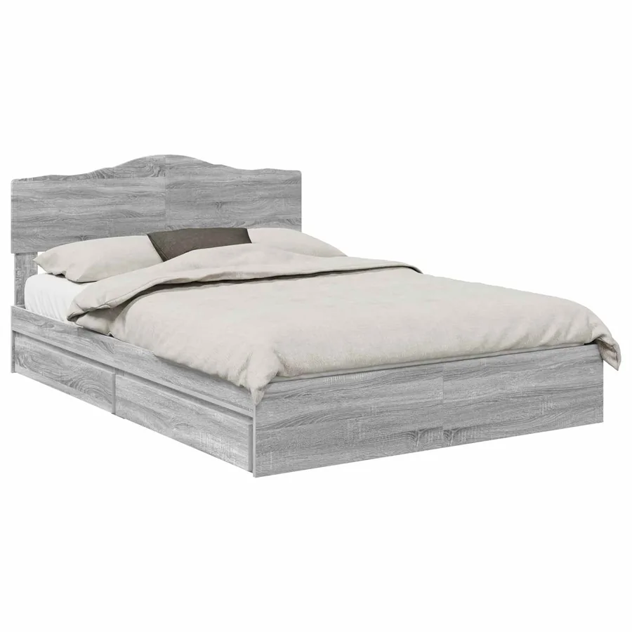 Lit de Rangement Gris Sonoma 150 x 200 cm Bois d'ingénierie - 2