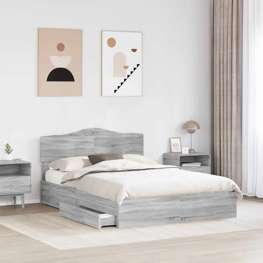 Lit de Rangement Gris Sonoma 150 x 200 cm Bois d'ingénierie - 3