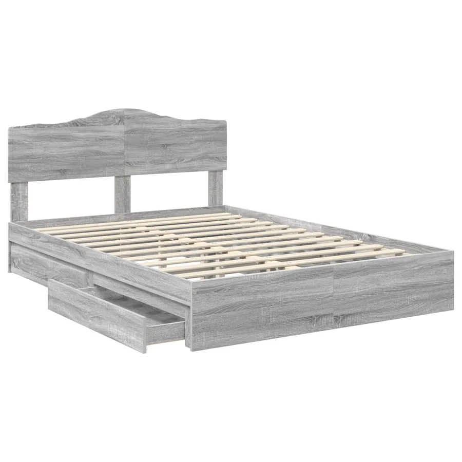 Lit de Rangement Gris Sonoma 150 x 200 cm Bois d'ingénierie - 5
