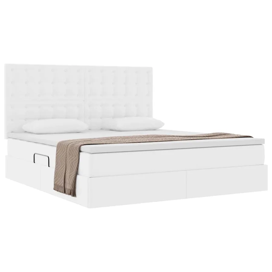Lit de Rangement Blanc pur 160 x 200 cm Cuir synthétique - 3