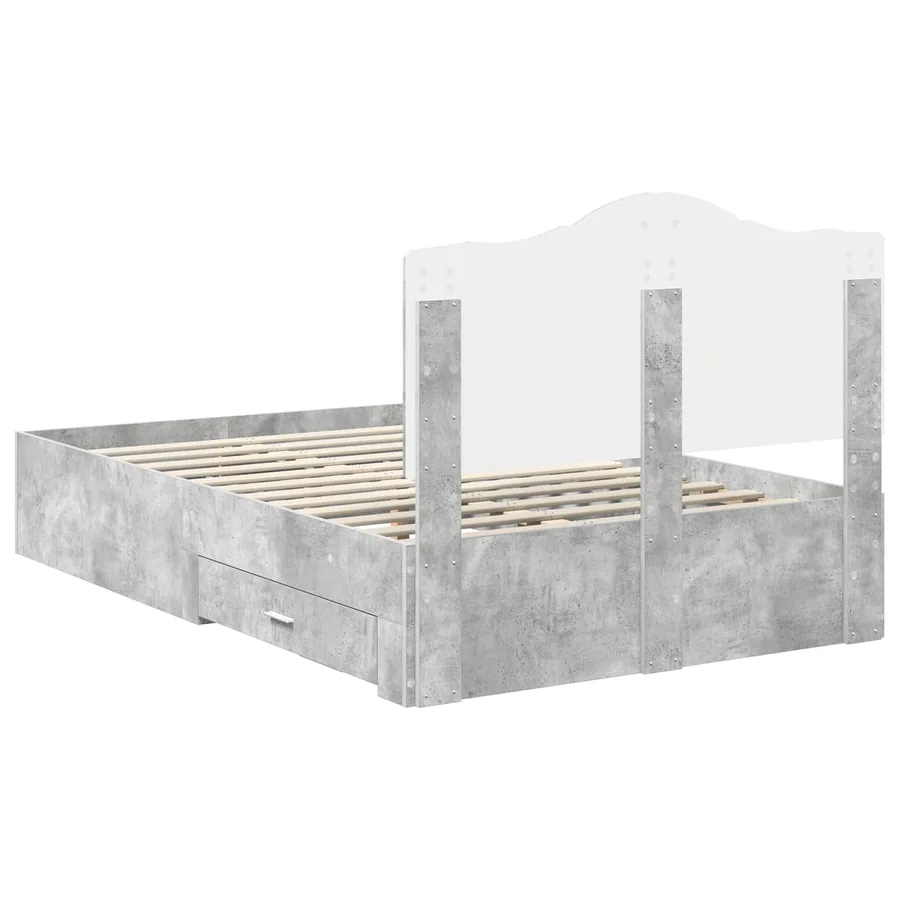 Cadre de lit Gris béton 120 x 190 cm Bois d'ingénierie - 10