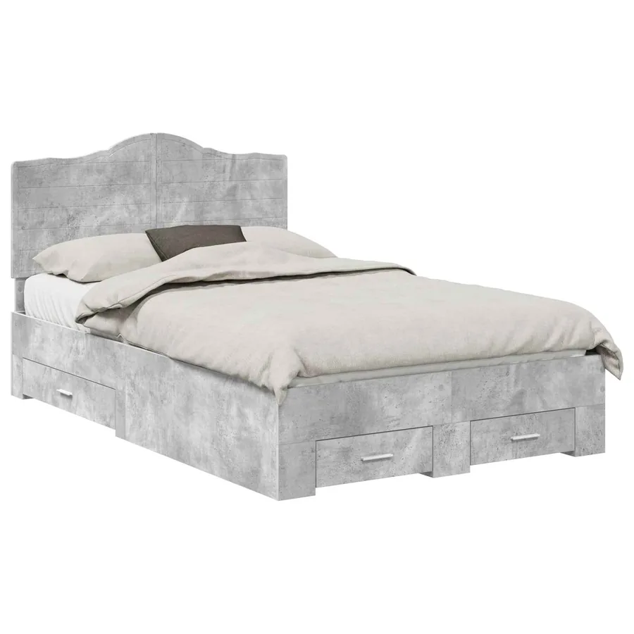 Cadre de lit Gris béton 120 x 190 cm Bois d'ingénierie - 2