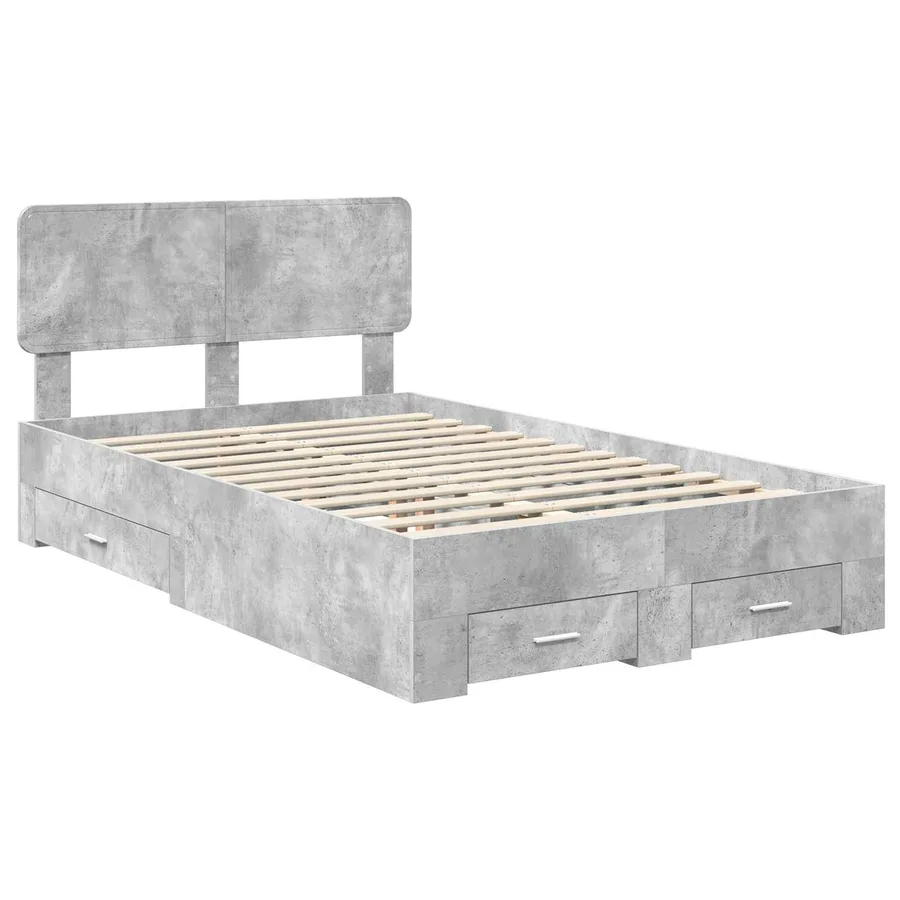 Cadre de lit Gris béton 120 x 190 cm Bois d'ingénierie - 4